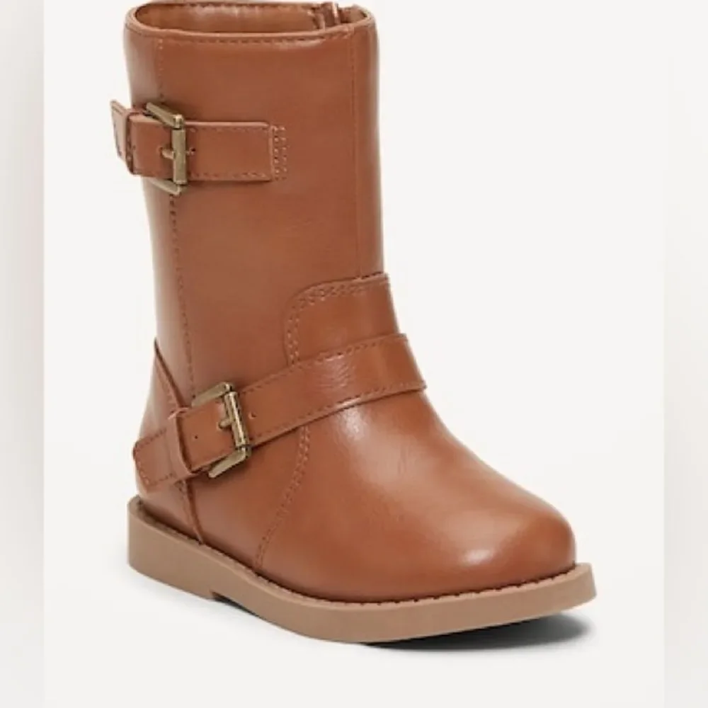 Faux-Leather Buckled Boots for Toddler Girls